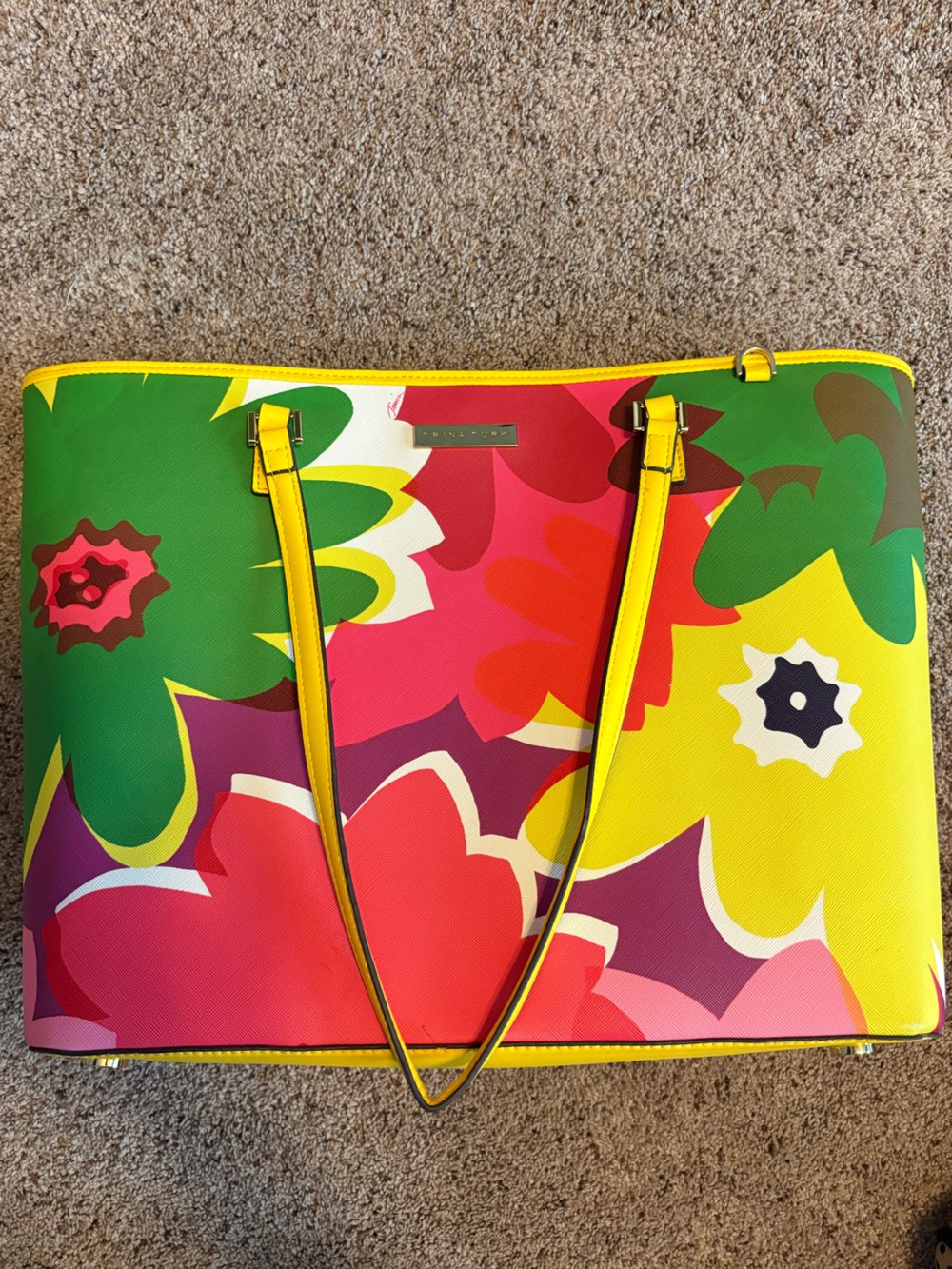 Trina Turk Yellow Multi Floral Tote